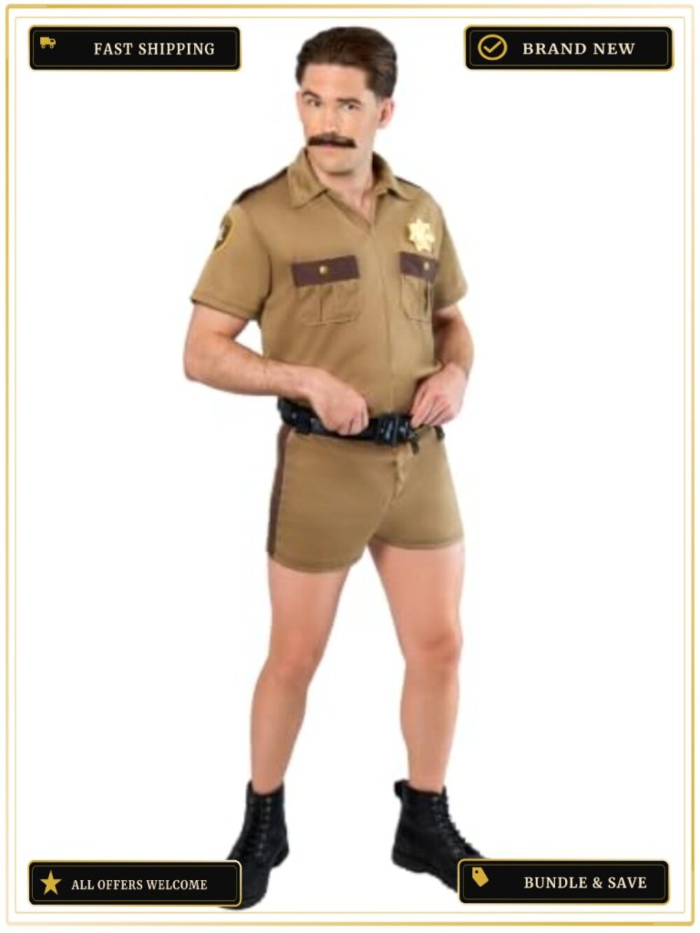 Reno 911 Lt. Dangle Adult Costume Shirt Shorts Badge Belt Cosplay